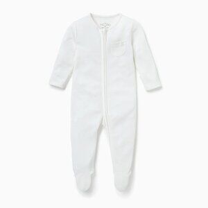 MORI Baby Clever Zip Footed Sleepsuit Pajamas, White | 3-6 months